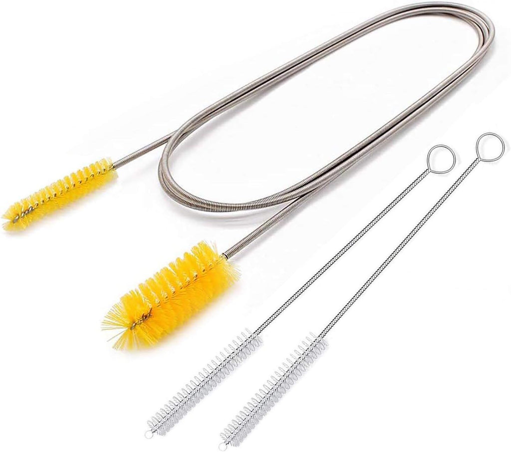 Flexible Drain Brush, Nylon Cleaner Double Ended Elastic Hose Pipe 67-inch and 2 PCS 8.2-inch Straw Cleaning Brush