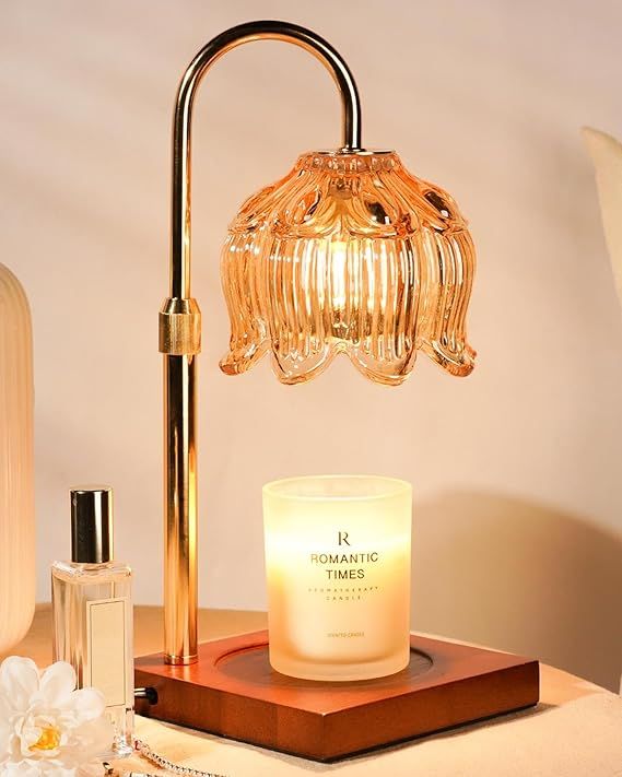 Flower Candle Warmer Lamp with Timer & Dimmer, Adjustable Height Candle Warmer, Gifts for Women Mom Birthday Christmas, House Warming New Home Bedroom Decor, Wax Warmer with 2 Bulbs for Jar Candles