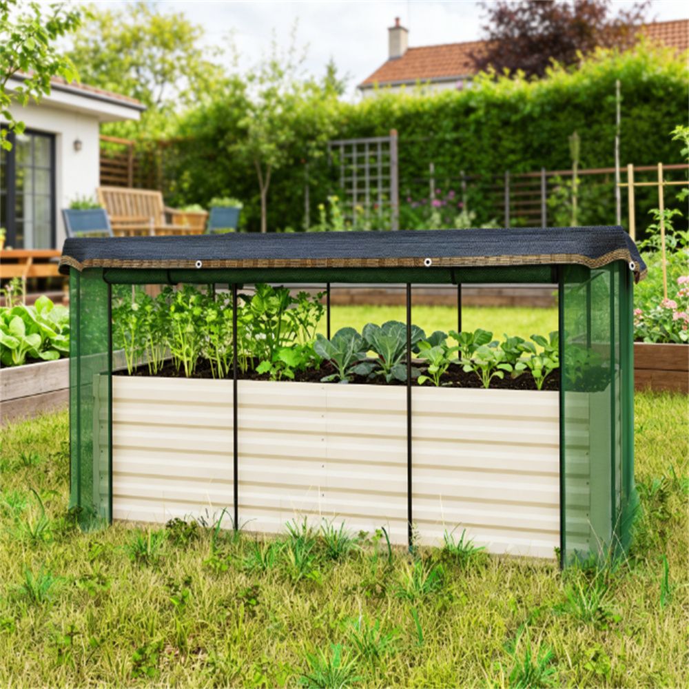 Flower pot box, elevated garden bed, planting bed, planting box, beige