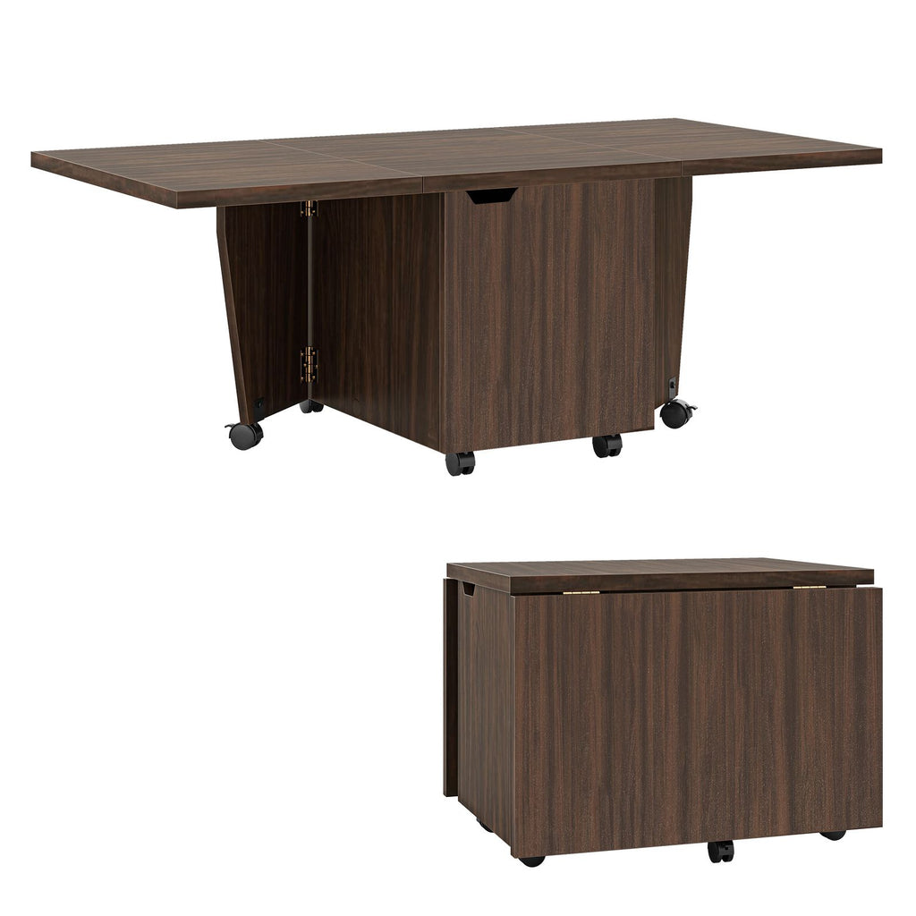 Foldable Coffee Table with Storage Cabinet Extendable Center Table