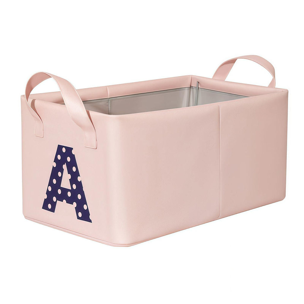 Foldable Fabric Storage Bin with Custom Monogram, Cute Nursery Organizer