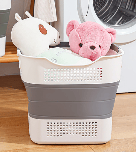 Foldable laundry basket, space saving, with small basket and handle, suitable for clothes in dormitories and homes, laundry room organization and storage