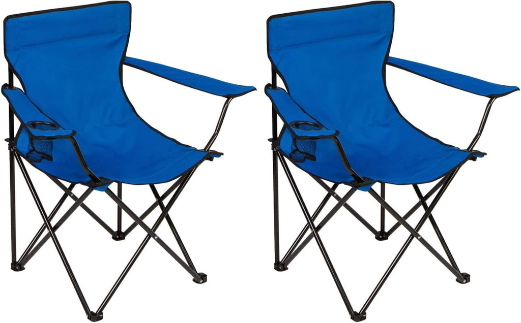Folding Camping Chair with Cup Holder, 225lbs Capacity, Portable Foldable Chair with Large Anti-Sink Feet, PE Coated Fabric for Outdoor, Beach, Fishing, Backpacking