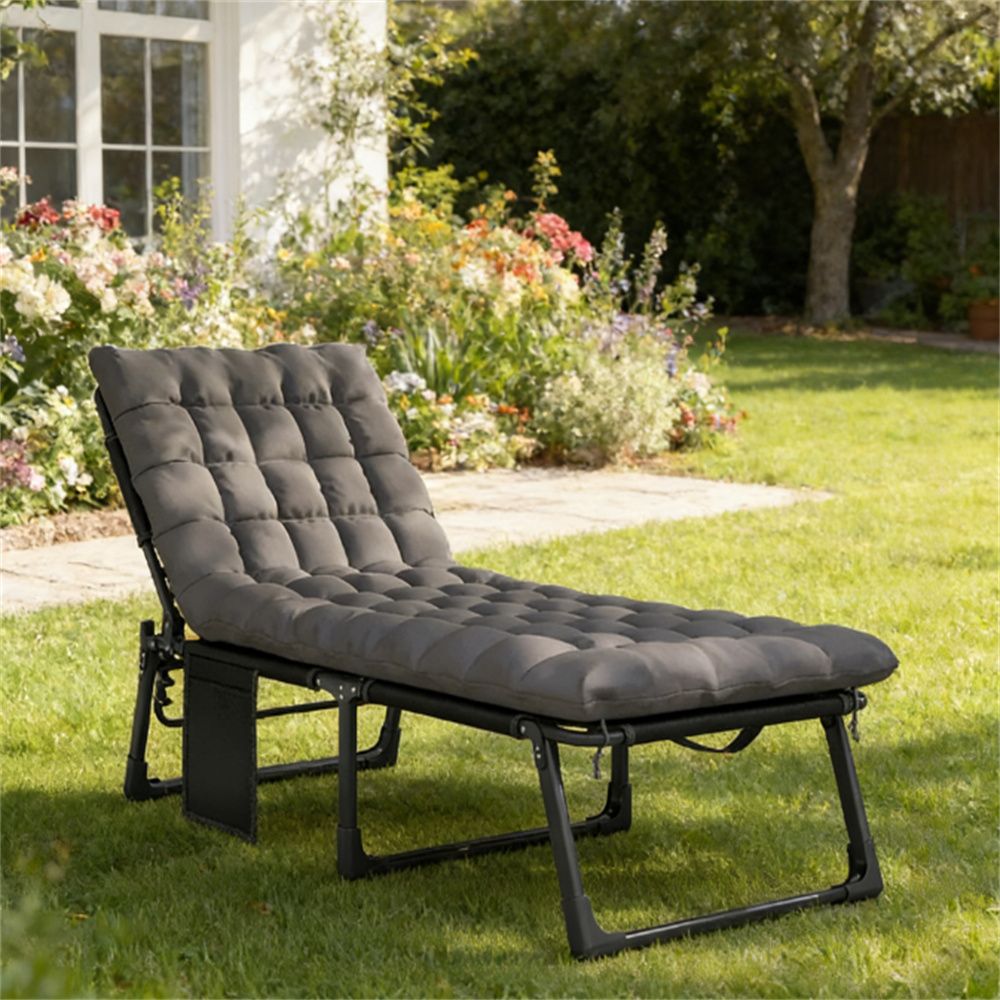 Folding chair, lounge chair, outdoor chair, sun chair, dark gray