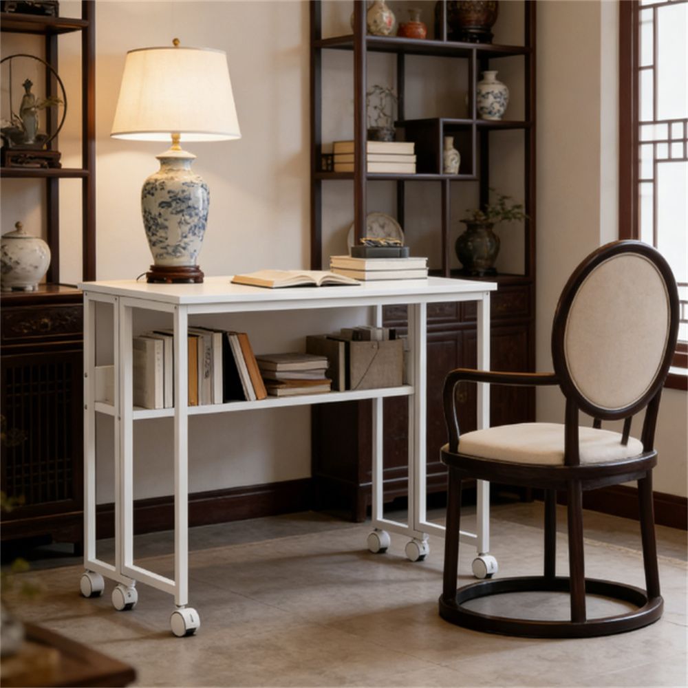 Folding computer desk, folding desk, office desk, suitable for small spaces, white