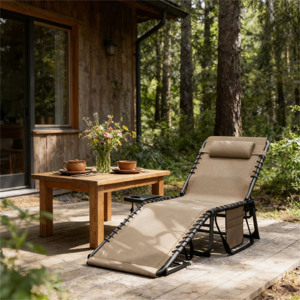 Folding lounge chair, outdoor lounge chair, courtyard chair