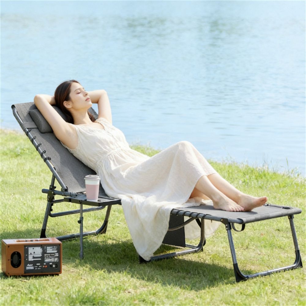 Folding lounge chair, outdoor lounge chair, sunbathing chair, courtyard chair, gray