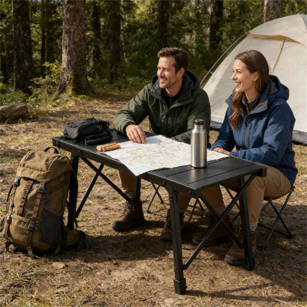 Folding picnic table, camping table, outdoor table, coffee table, black