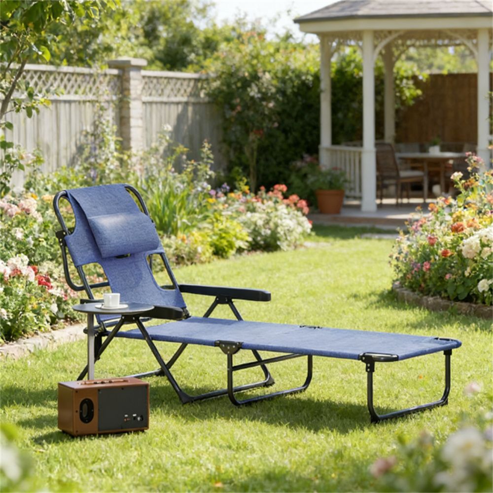 Folding recliner, armchair, sun chair, gray