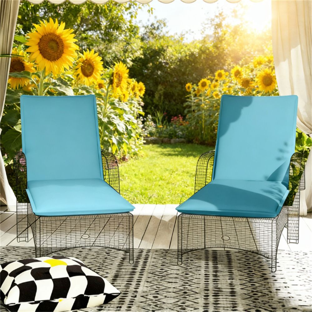 Folding recliner cushion 2-piece set, outdoor recliner cushion set, cushion, light blue (Cushion only)
