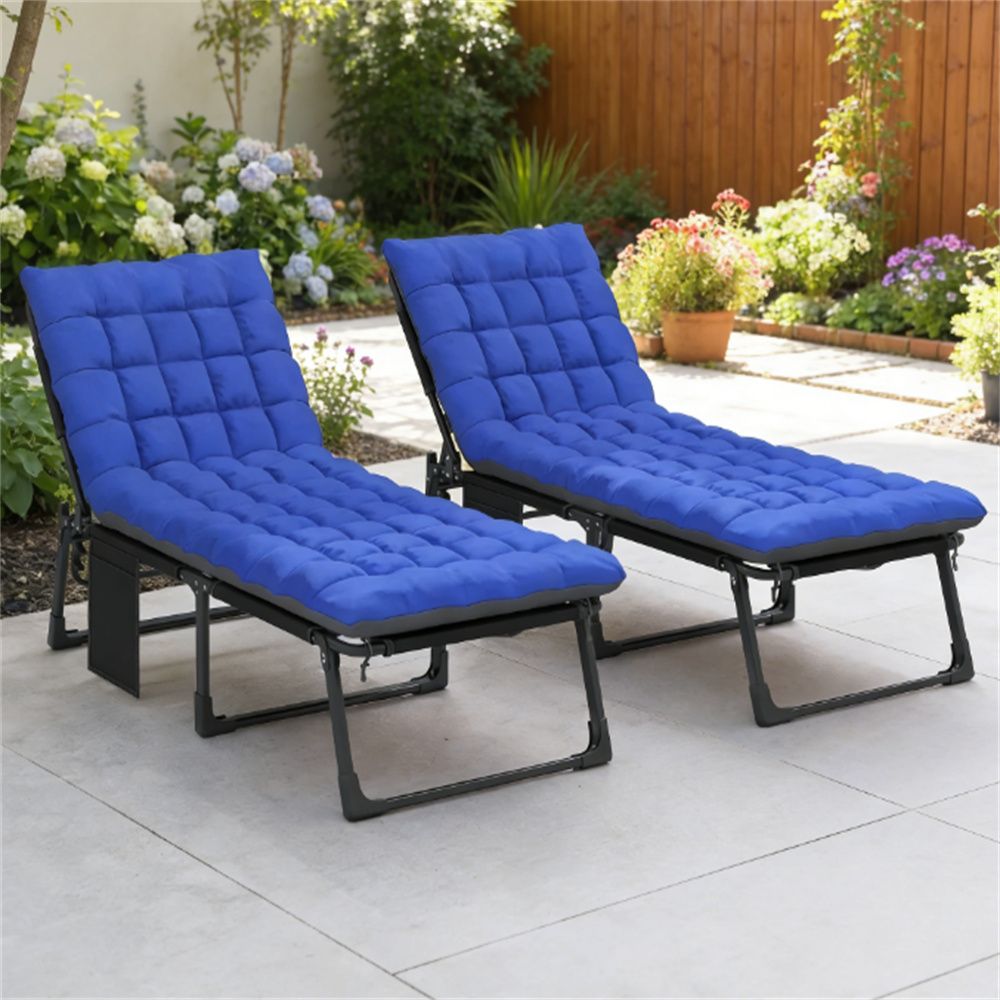 Folding recliner, sun chair, outdoor chair, courtyard chair 2-piece set