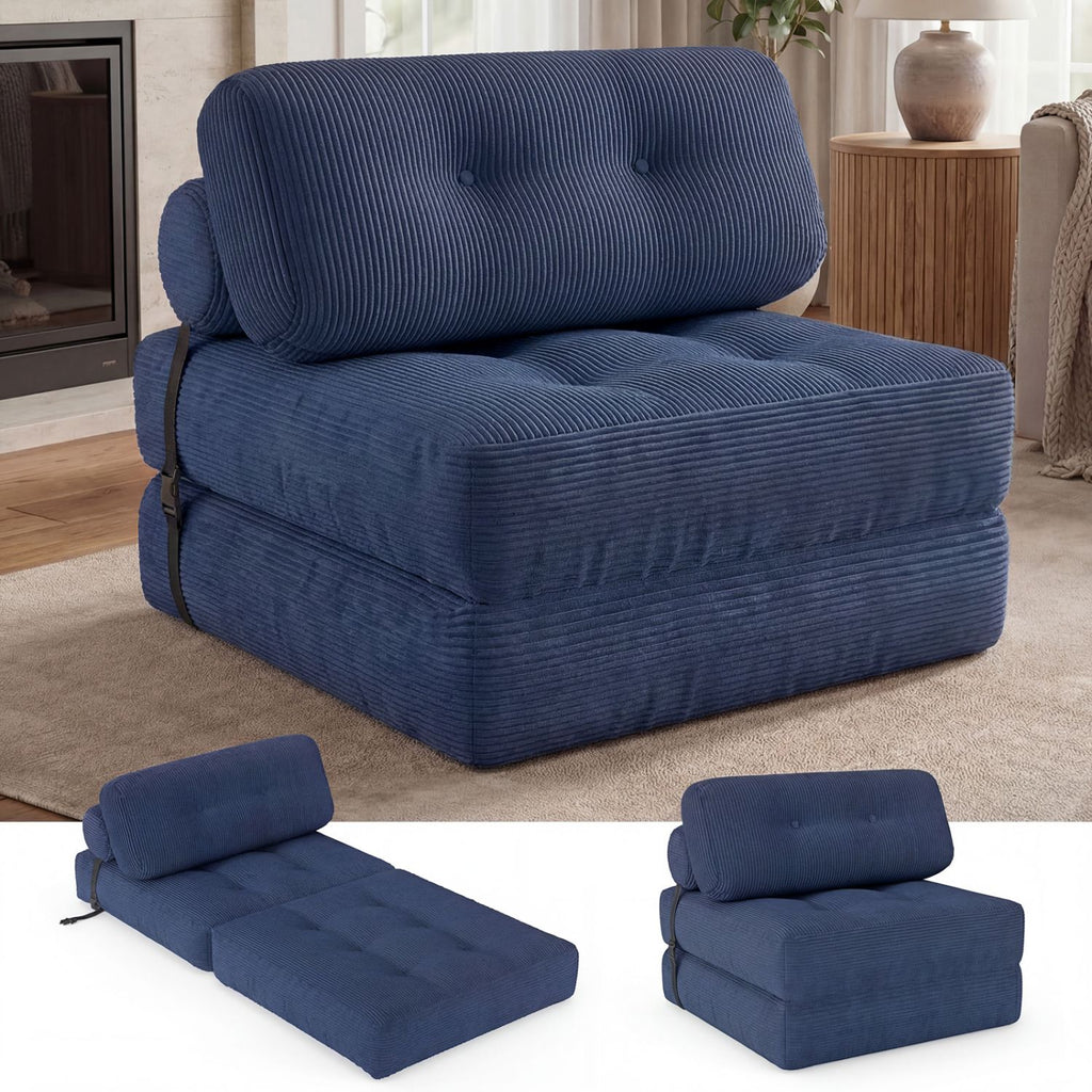 Folding Sofa Bed with Pillow and Back Support for Living Room