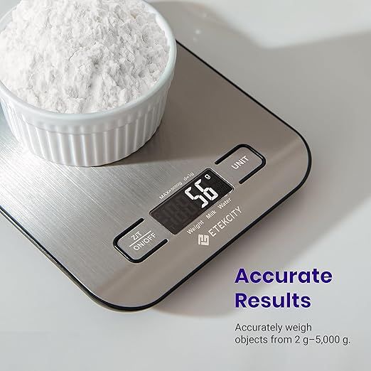 Food Kitchen Scale, Digital Grams and Ounces for Weight Loss, Baking, Cooking, Keto and Meal Prep, LCD Display, Medium, 304 Stainless Steel
