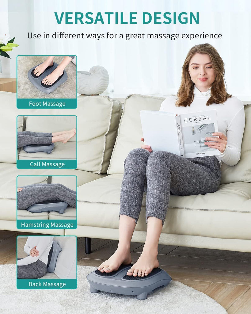 Foot Massager with Heat, Heated Foot Massager for Plantar Fasciitis, Pain Relief and Circulation, Shiatus Electric Under Desk Feet Massager Machine, Gifts for Men Woman Him Her Mon Birthday