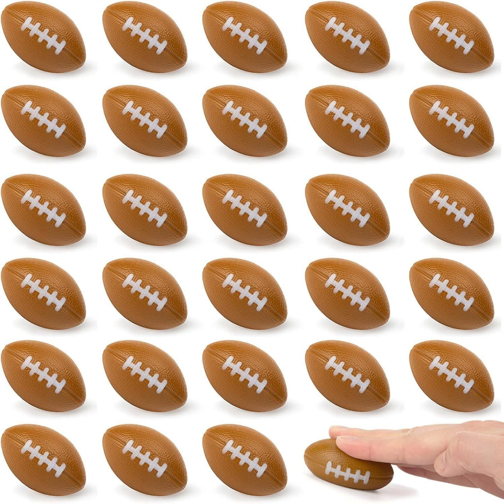 Football Party Favors, 28 PCS Squeeze Toys Foam Football Stress Balls 2.2 Inch Party Supplies for Kids Birthday Home Decorations