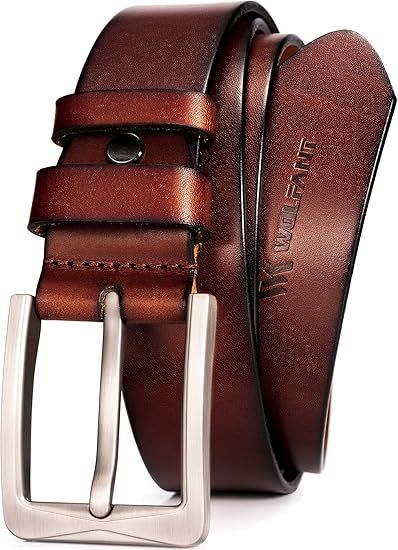 Full Grain Leather Belt for Men, Italian Real Solid Leather