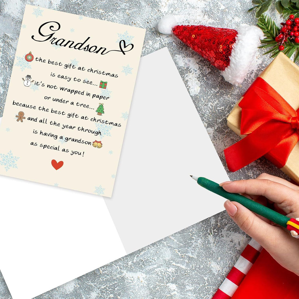 Funny Christmas Card for Grandson, Cute Grandson Christmas Cards Gifts from Grandpa Grandma, Xmas Decorations Gift Idea for boys