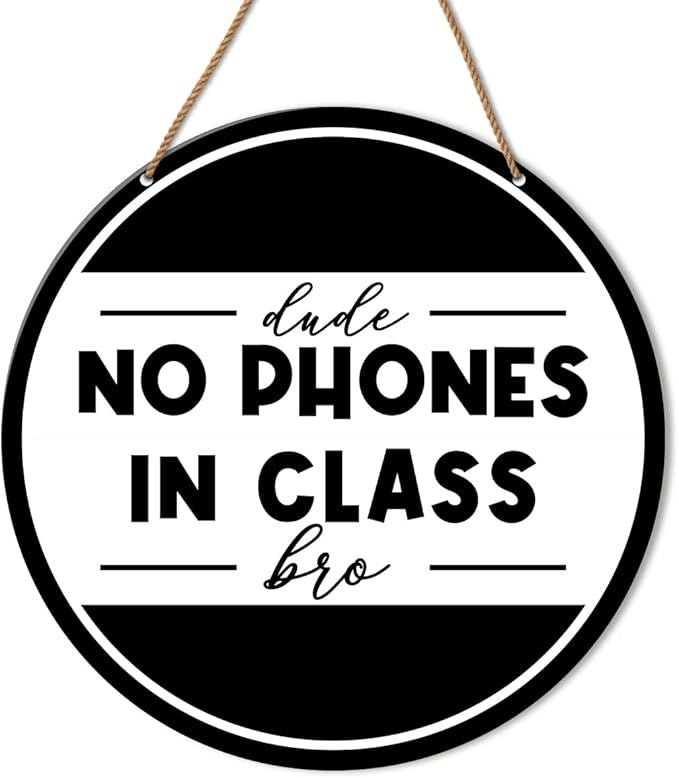 Funny High Middle School Classroom Wall Sign, Classroom Rules Wall Decor Classroom Teacher Hanging Sign Decoration, No Phones Sign