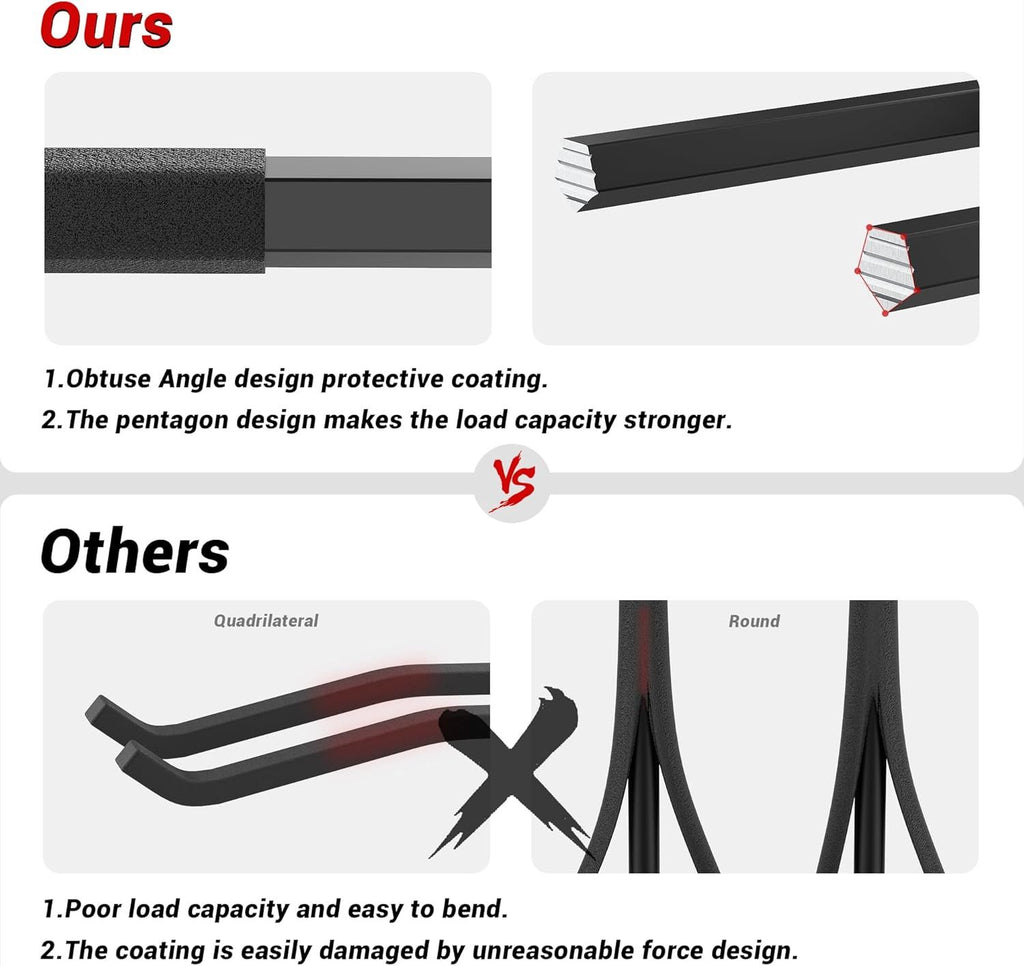 Garage Storage Hooks, Heavy Duty Steel Tool Organizer, 12.4 Inch Wall Mount Hangers Racks for Car Tires, Ladders, Chairs, Ropes and Garden Tools, 4 Pack
