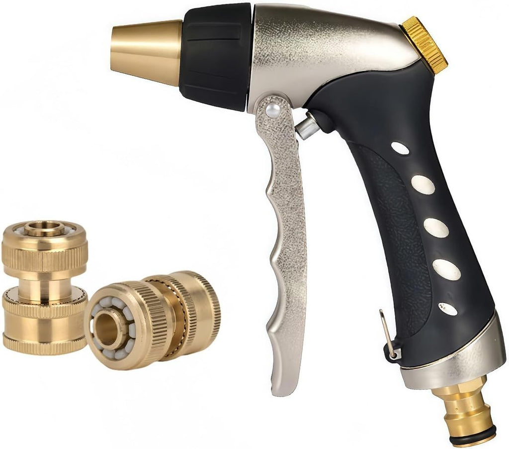 Garden Hose Nozzle, Heavy Duty Metal Water Hose Nozzle with multiple Spray Patterns Heavy Duty Metal, High Pressure Hand Sprayer with Flow Control for Lawn Care, Watering Plants, Pet, Car, Outdoor