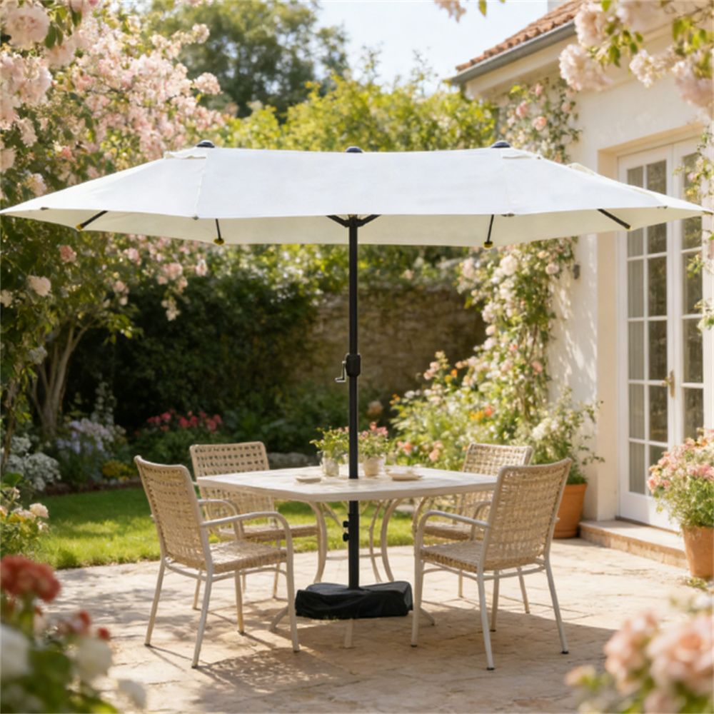 Garden Umbrella, Market Umbrella, Sunshade Umbrella (with Base) Beige