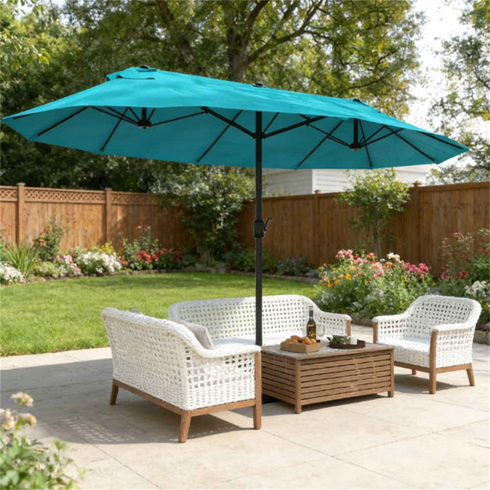 Garden umbrella, outdoor umbrella, sunshade umbrella, blue (without base)
