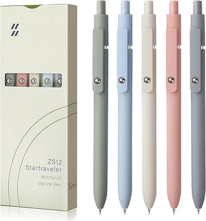 Gel Pens, 5pcs 0.5mm Quick Dry Black Ink Fine Point Smooth Writing Pens High-End Series Ballpoint for Office School Supplies
