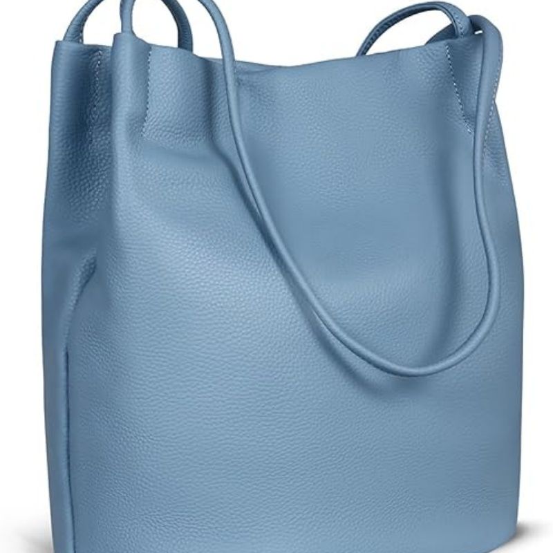 Genuine Leather Tote Bucket Bags Hobo Shoulder Bags Purse and Handbags for Women Trendy