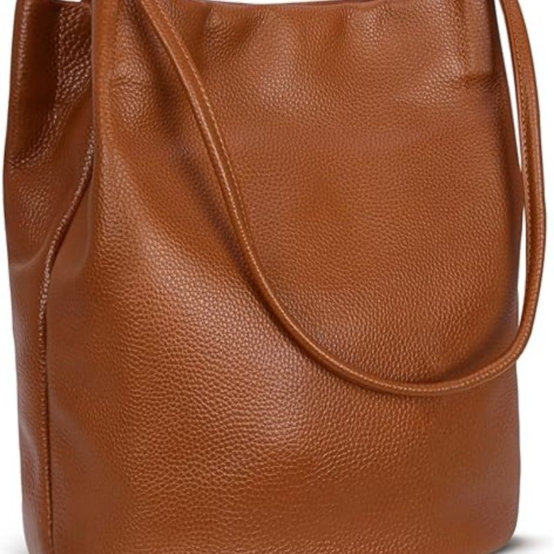 Genuine Leather Tote Bucket Bags Hobo Shoulder Bags Purse and Handbags for Women Trendy