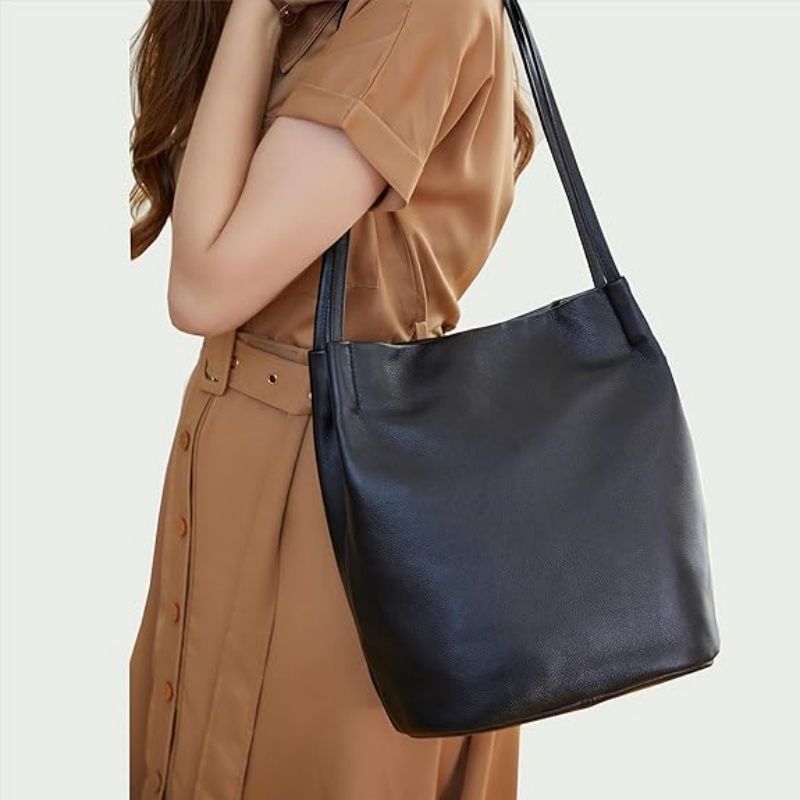 Genuine Leather Tote Bucket Bags Hobo Shoulder Bags Purse and Handbags for Women Trendy