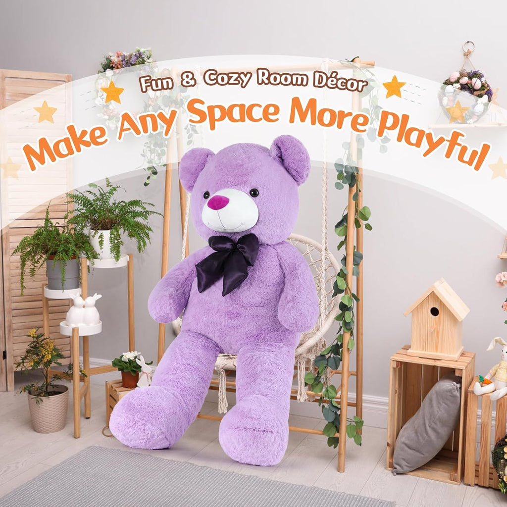 Giant Teddy Bear 4 Feet, 47inch Big Lavender Teddy Bear Stuffed Animal Plush for Girlfriend, Boyfriend, Purple