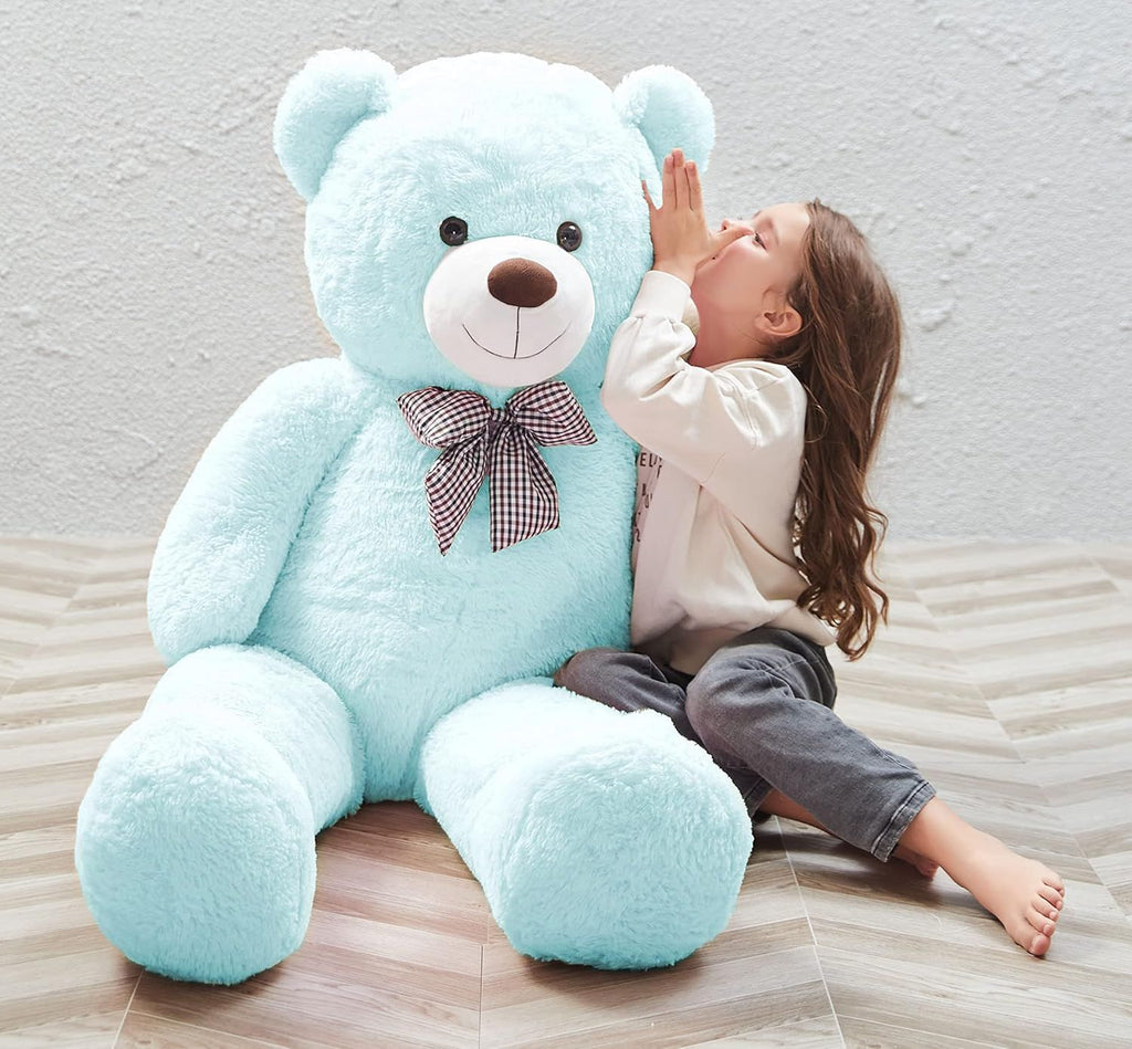 Giant Teddy Bear 4 Feet, 47inch Big Teddy Bear Stuffed Animal Plush for Girlfriend, Boyfriend, Light Blue
