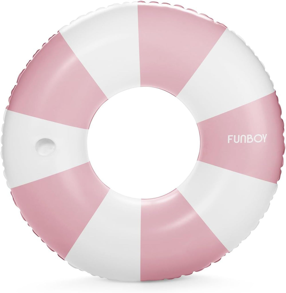Giant Vintage Stripe Inflatable Tube Pool Float with Cup Holder 48" Large Pool Float for Adults Inner Tube Swimming Pool Toys Swim Rings Pool Lounger Float for Pool Party & Summer