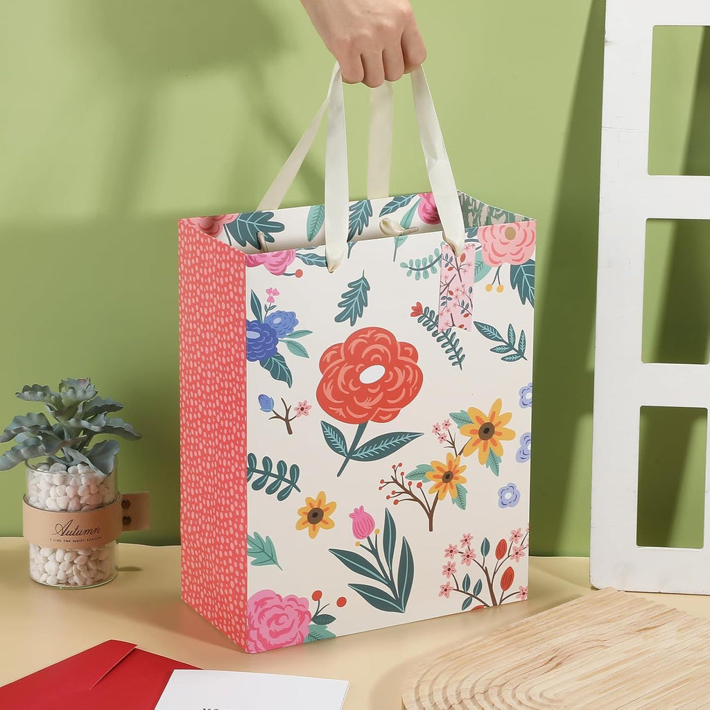 Gift Bag - 13'' Large Flower Gift Bag, For Easter, Birthdays, Bridal Showers, Weddings, Baby Showers, Mother's Day, 10" x 5" x 13" with Tissue Paper Visit the Sawnfay St