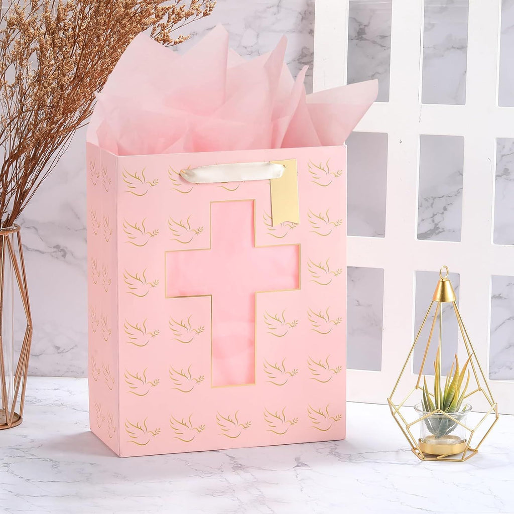 Gift Bag - 13'' Large Flower Gift Bag, For Easter, Birthdays, Bridal Showers, Weddings, Baby Showers, Mother's Day, 10" x 5" x 13" with Tissue Paper Visit the Sawnfay St