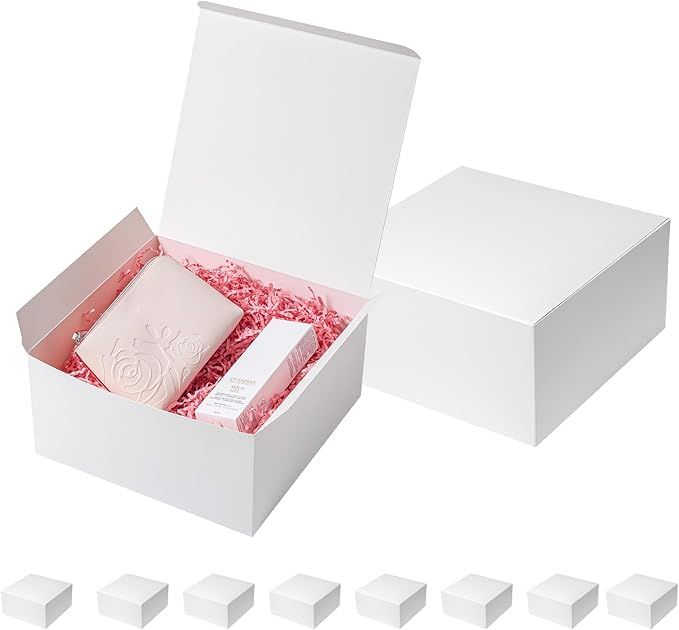 Gift Boxes with Lids 10 Pack Bridesmaid Proposal White Cardboard Gift Box for Presents