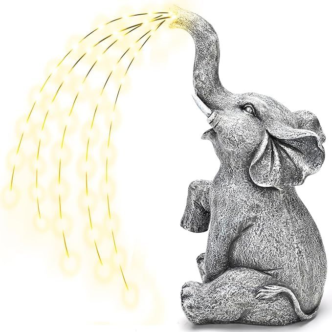 GIGALUMI Solar Garden Decor Upgraded Elephant Statues Outdoor