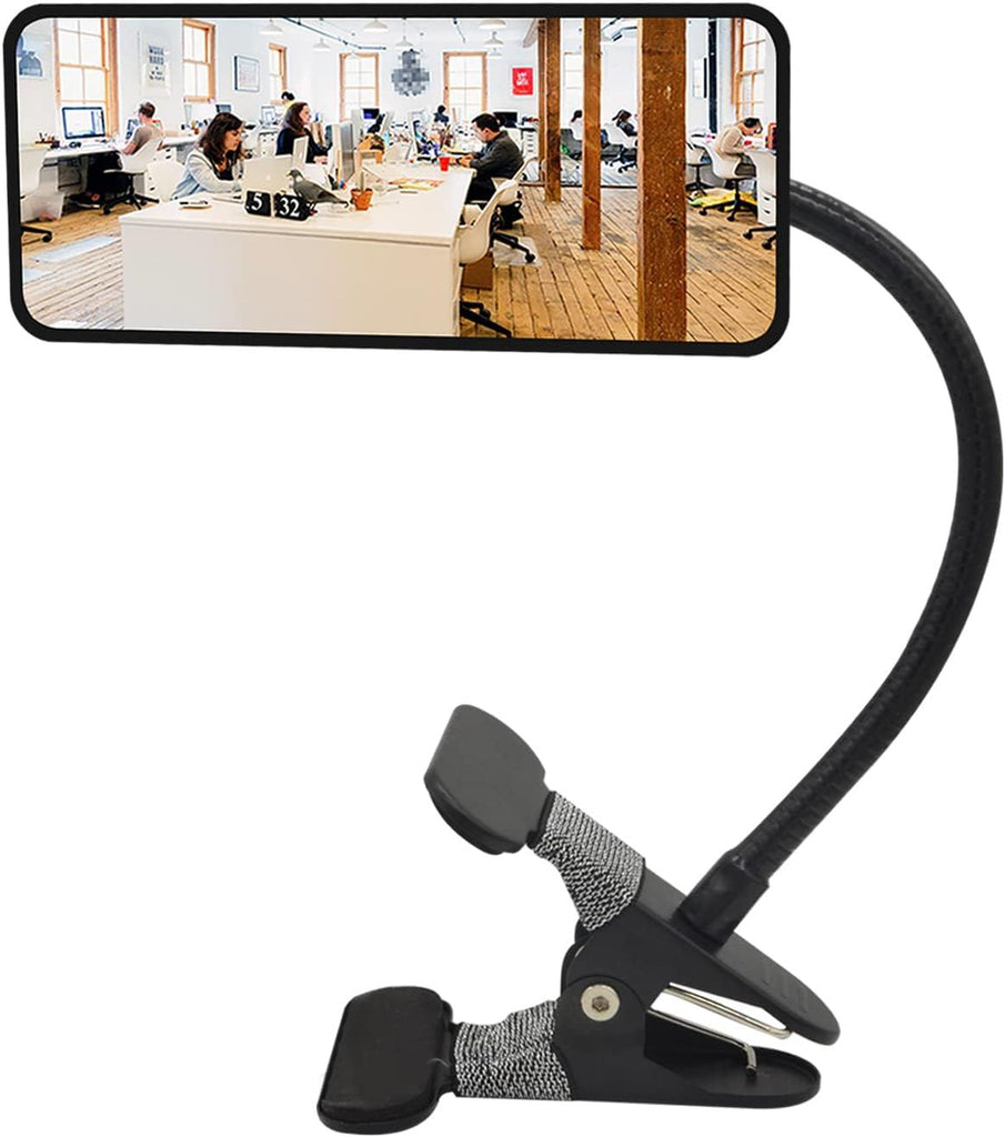 Glass Clip On Security Mirror, Flexible Convex Cubicle Mirror for Personal Safety and Security Desk Rear View Monitors or Anywhere (6.69" x 2.95", Rectangle)