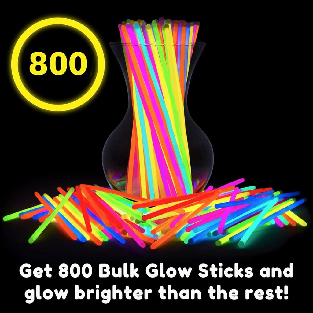 Glow Sticks 800 pack - 8 Inch Glow in The Dark Light Up Sticks Party Favors, Glow Party Decorations