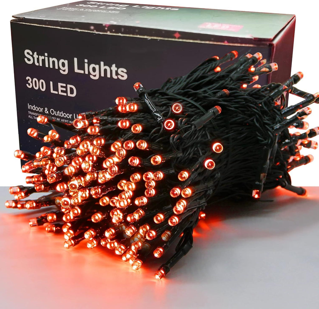 GlowLine – 300 LED Halloween String Lights (98.5 FT, Orange)