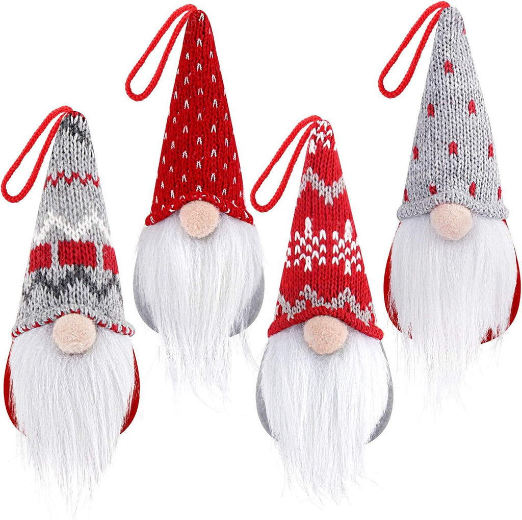 Gnome Christmas Ornaments Set of 4, Handmade Swedish Tomte Gnomes Plush Scandinavian Santa Elf Table Ornaments Christmas Tree Hanging Decoration Home Decor 2025