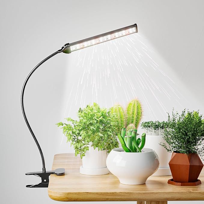 GooingTop Grow Light for Indoor Plants Growing,5000K White Full Spectrum Gooseneck Plant Lamp Clip-on Desk for Pot Plant Seed Starting,Dimmable with Auto Timer : Patio, Lawn & Garden
