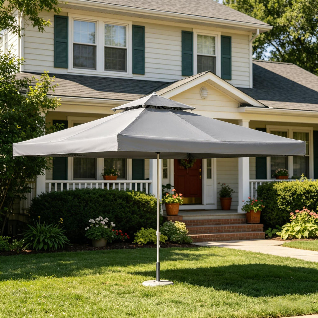 Gray 2-Tier Gazebo Replacement Canopy Top Only for Model 01-0153 Fits 9.84' X 9.84' Gazebo (TOP ONLY)