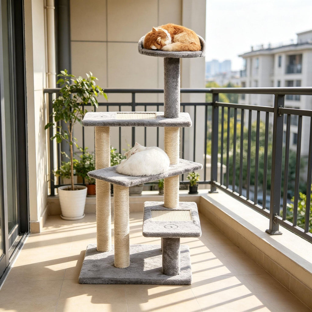 Gray 5-Level Revolving Stair Cat Tree 40' Climbing Activity Tower with Play Center And Resting Perch for Cats