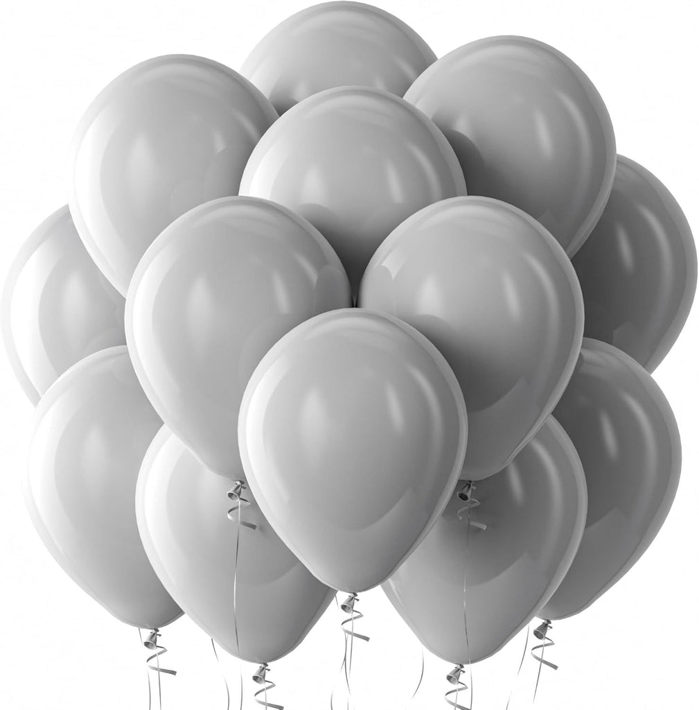 Gray Balloons Latex Party Balloons - 100 Pack 12 inch Round Helium Pastel Grey Balloons for Birthday Bridal Shower Wedding Anniversary Party Decorations