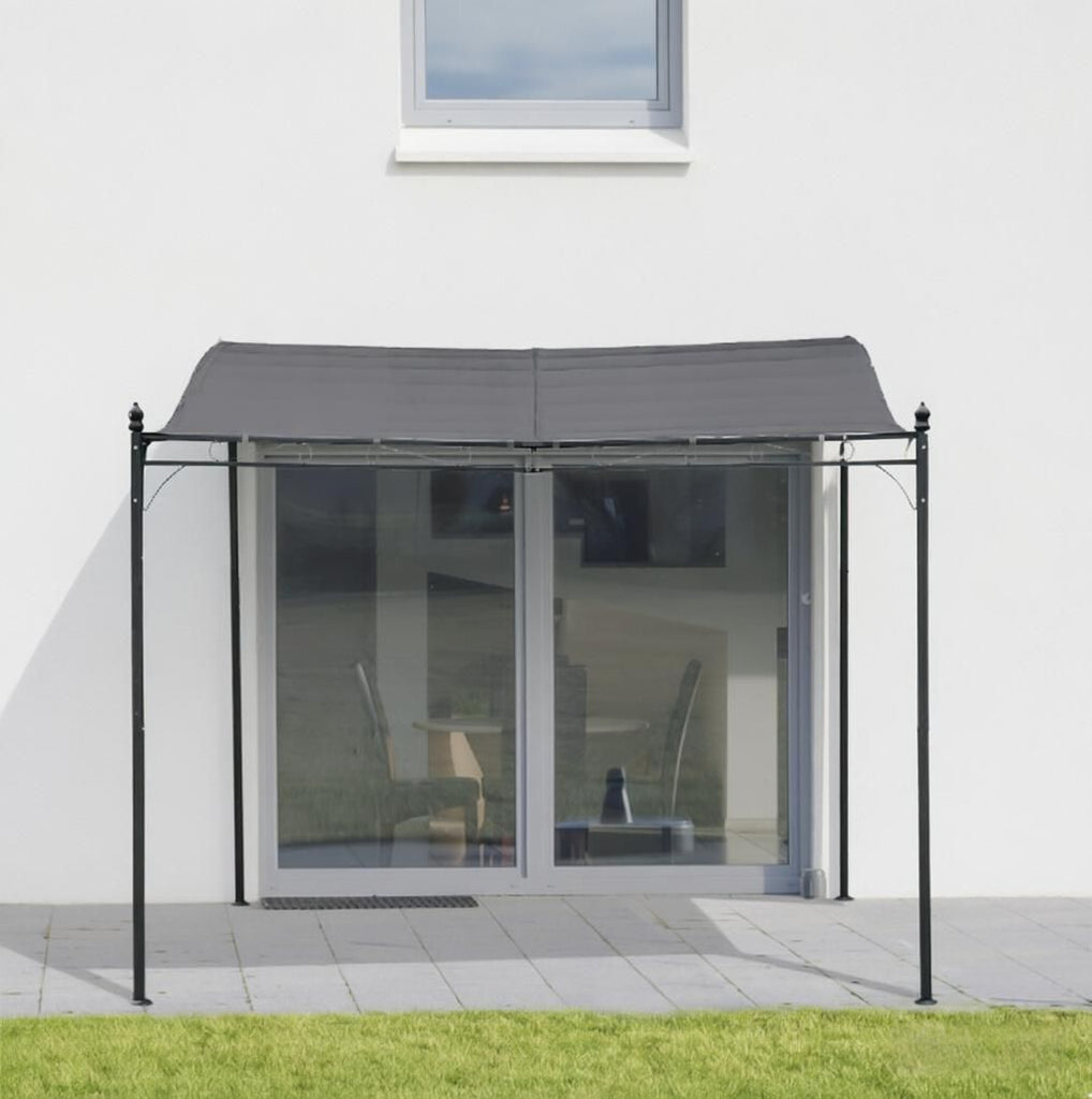 Gray Durable 10x10 Steel Pergola Wall-Mounted with Canopy for Patio Ideal Homeowners Outdoor Shade Structure