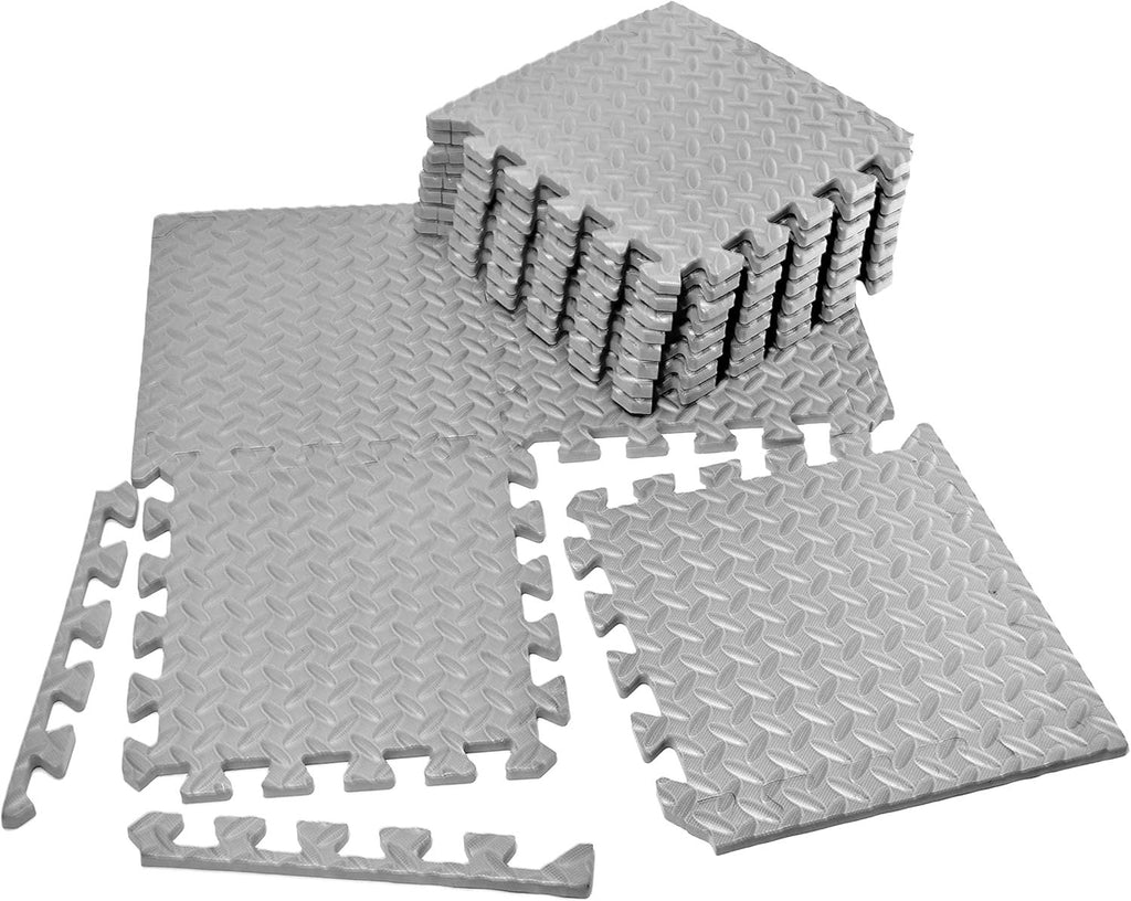 Gray Interlocking EVA Foam Floor Mat Tile Pack - 12 sq. ft.