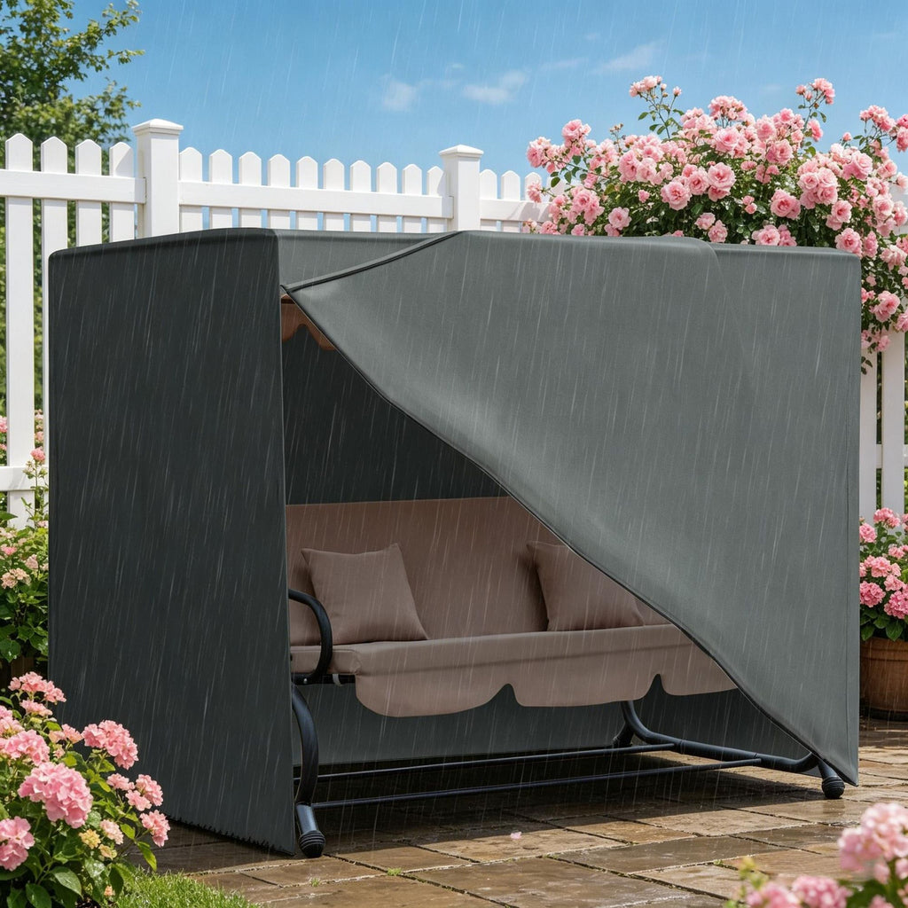 Gray Outdoor Patio Hammock Porch Swing Cover 81'' X 49'' X 65'' UV Water Dust Fighting Material for All-Season Protection