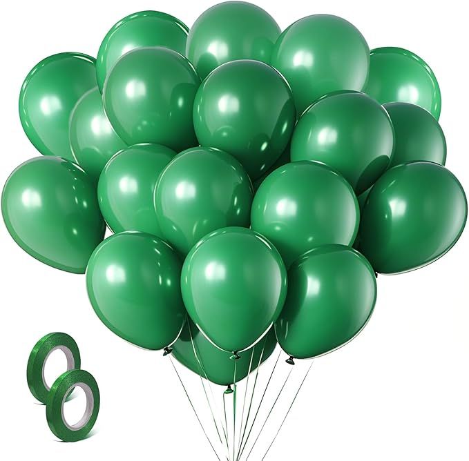 Green Balloons Green Birthday Decorations 100 Pack 12 inch Round Party Balloons for Dark Green Themed Wedding Graduation Anniversary Christmas Birthday Party St Patricks Day Backdrop Decorations