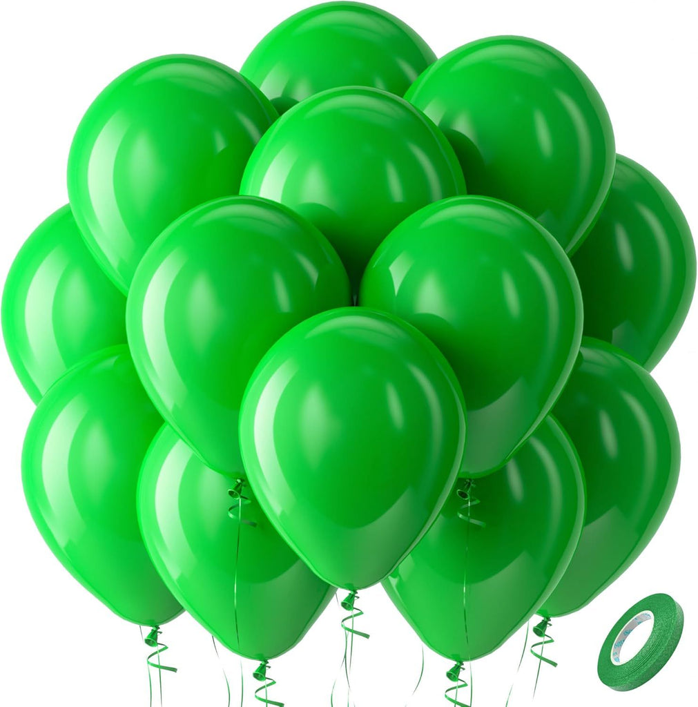 Green Balloons Latex Party Balloons - 100 Pack 12 inch Round Helium Light Green Balloons for Green Jungle Themed Birthday Bridal Shower Christmas Party Decorations